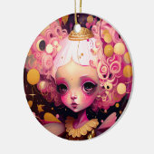 ピンクフェアリーファンタジーアート セラミックオーナメント (左)