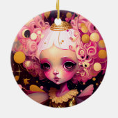 ピンクフェアリーファンタジーアート セラミックオーナメント (裏面)