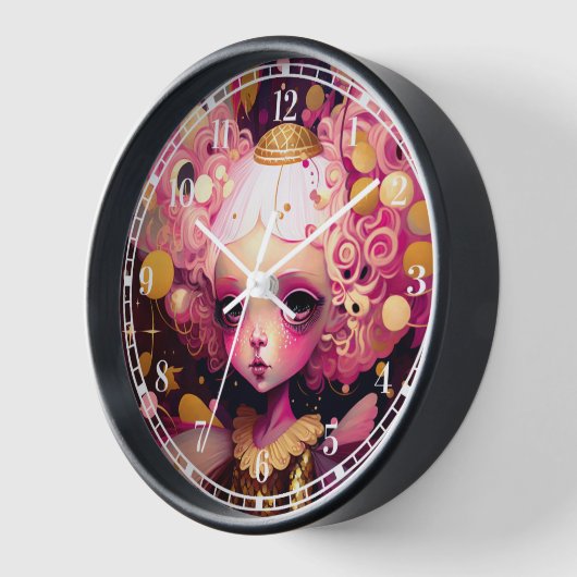 ピンクフェアリーファンタジーアート 壁時計 (傾斜)