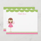 ピンクフェアリーフラットノートカード ノートカード (正面/裏面)