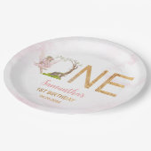 ピンクフェアリーフローラフォレスト1st誕生日 ペーパープレート (アングル)