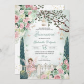 ピンクフェアリープリンセスエンチャントガーデンキンセアニェラ 招待状 (正面/裏面)