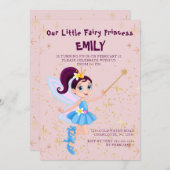 ピンクフェアリープリンセス誕生日招待状 招待状 (正面/裏面)