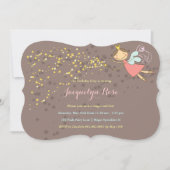 ピンクフェアリープリンセス&スターズフォトガール誕生日 招待状 (正面)