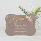 ピンクフェアリープリンセス&スターズフォトガール誕生日 招待状 (スタンド正面)