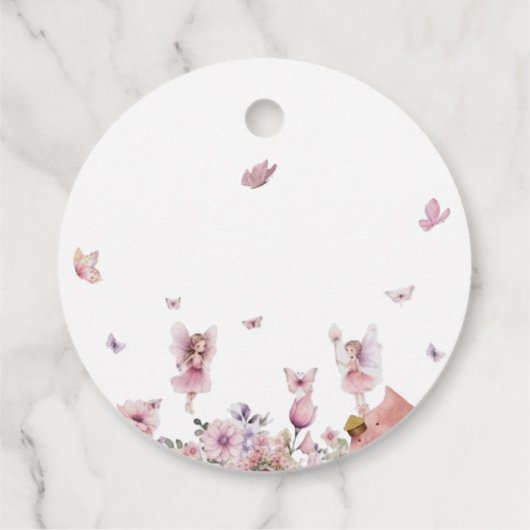 ピンクフェアリーベビーシャワーメッセージカード フェイバータグ (裏面)