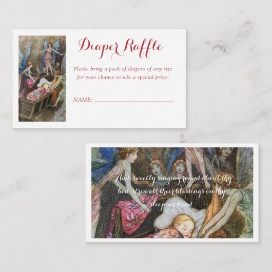 ピンクフェアリーベビー恵みおむつラッフル エンクロージャーカード (正面/裏面)