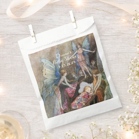 ピンクフェアリーベビー恵みベビーシャワー好意バッグ フェイバーバッグ (クリップ留めされた状態)