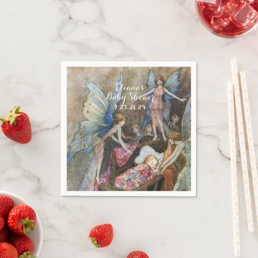 ピンクフェアリーベビー恵みベビーシャワー スタンダードカクテルナプキン (インサイチュ)