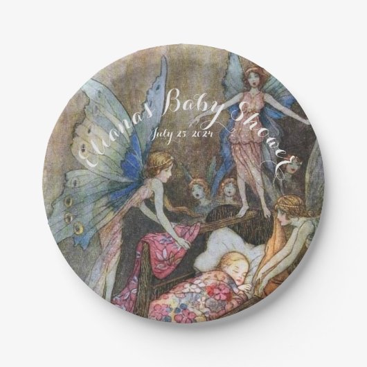 ピンクフェアリーベビー恵みベビーシャワー ペーパープレート (正面)