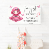 ピンクフェアリー蝶魔法ワンドファースト誕生日 横断幕 (インサイチュ)