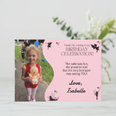 ピンクフェアリー誕生日パーティーサンキューカード サンキューカード (スタンド正面)