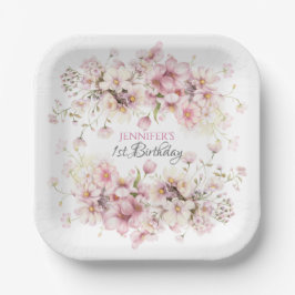 ピンクフェアリー誕生日紙プレート ペーパープレート