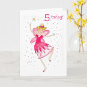 ピンクフェアリー5th誕生日カード カード (黄色い花)