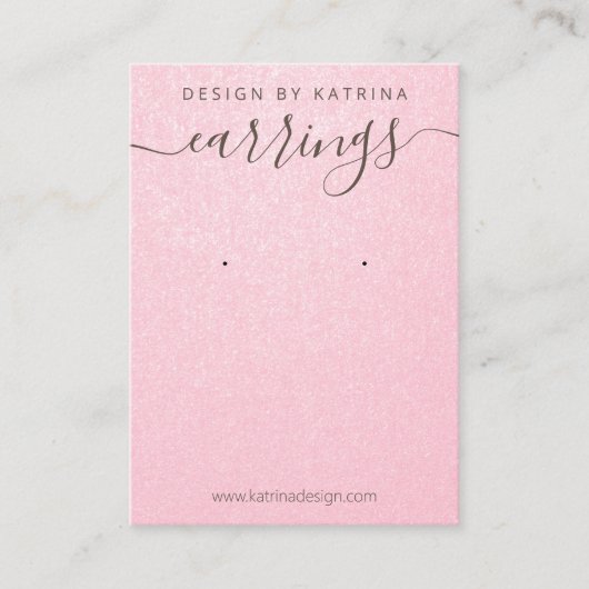 ピンクフェイクきらめく紙イヤリングディスプレイ 名刺 (正面)