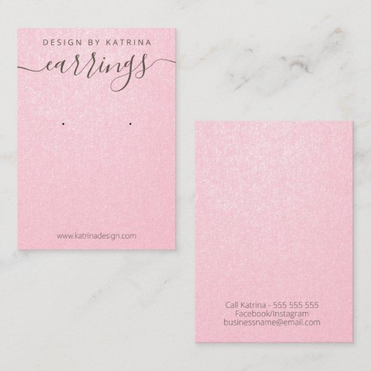 ピンクフェイクきらめく紙イヤリングディスプレイ 名刺 (正面/裏面)
