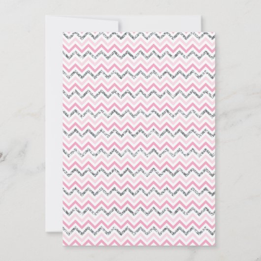 ピンクフェイクとフォイル銀のフローラ結婚ズ 招待状 (裏面)