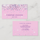 ピンクフェイクのチャンキーグリッター淡い色の 名刺 (正面/裏面)