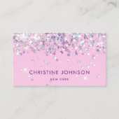 ピンクフェイクのチャンキーグリッター淡い色の 名刺 (正面)
