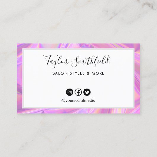 ピンクフェイクのホログラフィカスタムックロイヤリティカード 名刺 (裏面)