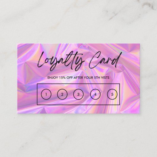 ピンクフェイクのホログラフィカスタムックロイヤリティカード 名刺 (正面)
