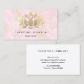 ピンクフェイクの大理石のロータス金ゴールド箔 名刺 (正面/裏面)