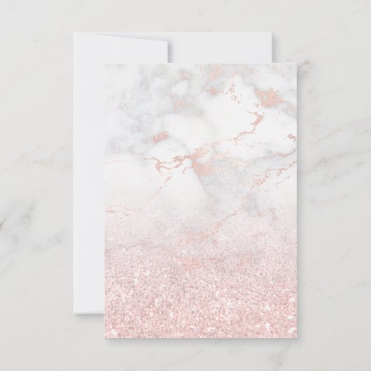 ピンクフェイクの大理石の上のグリッターファースト・ホーリー・コミュニオン 招待状 (裏面)