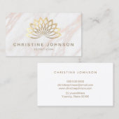 ピンクフェイクの大理石の金ゴールドホイル蓮のロゴ 名刺 (正面/裏面)