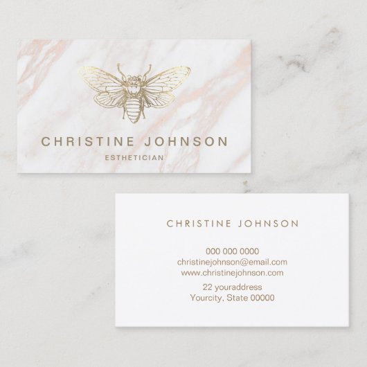 ピンクフェイクの大理石の金ゴールドホイル 名刺 (正面/裏面)