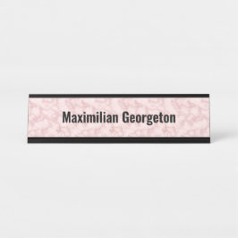 ピンクフェイクの大理石 デスクネームプレート