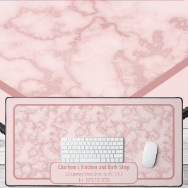 ピンクフェイクの大理石 デスクマット
