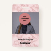 ピンクフェイクの大理石IDバッジ バッジ (正面)