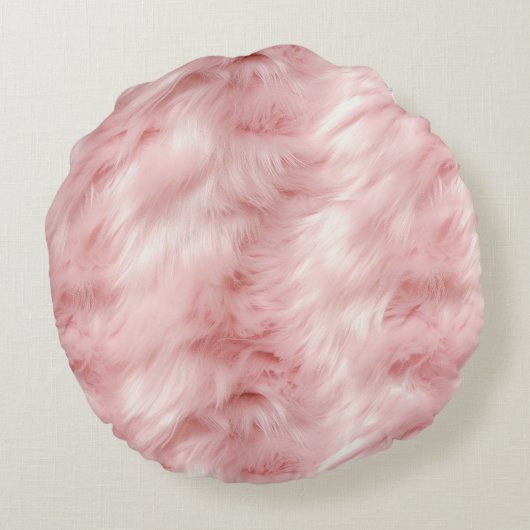 ピンクフェイクの毛皮 ラウンドクッション (裏面)