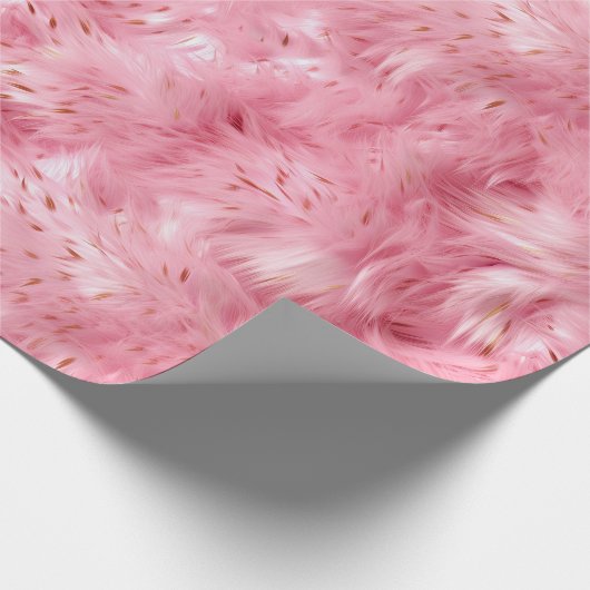 ピンクフェイクの毛皮 ラッピングペーパー (角)