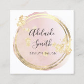 ピンクフェイクの水彩円に対するグリッター効果 スクエア名刺 (正面)