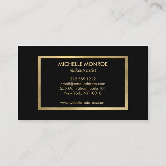 ピンクフェイクの水彩画の金箔メイクアップ文字 名刺 (裏面)