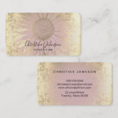 ピンクフェイクの金ゴールド箔ひまわり 名刺 (正面/裏面)