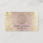 ピンクフェイクの金ゴールド箔ひまわり 名刺 (正面)