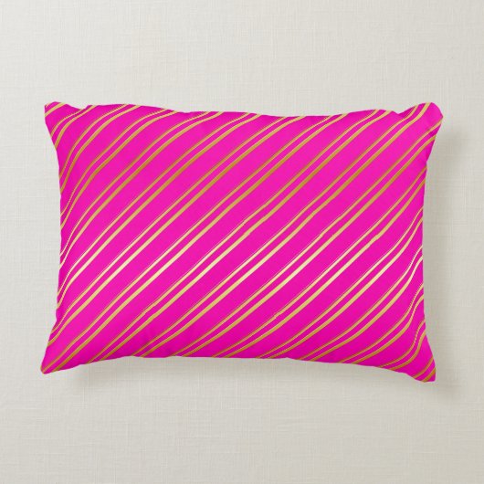 ピンクフェイクまたはストライプお客様の色の金ゴールド アクセントクッション (裏面)
