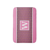 ピンクフェイクグラデーションの金ゴールド水玉模様 バスマット (正面縦)