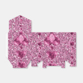 ピンクフェイクグリッターとハート液滴 フェイバーボックス (折り畳みなし)