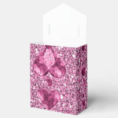 ピンクフェイクグリッターとハート液滴 フェイバーボックス (オープン)