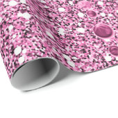 ピンクフェイクグリッターとハート液滴 ラッピングペーパー (ロールコーナー)