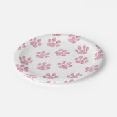 ピンクフェイクグリッターのペットの足のパターン ペーパープレート (アングル)