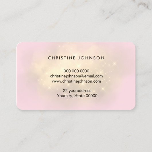 ピンクフェイクグリッターの弓のロゴ 名刺 (裏面)