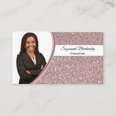 ピンクフェイクグリッターカスタムプロフェッショナル写真 名刺 (正面)