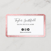 ピンクフェイクグリッターカスタムロイヤリティカード 名刺 (裏面)