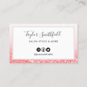 ピンクフェイクグリッターカスタムロイヤリティカード 名刺 (裏面)