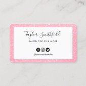 ピンクフェイクグリッターカスタムロイヤリティカード 名刺 (裏面)