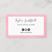 ピンクフェイクグリッターカスタムロイヤリティカード 名刺 (裏面)